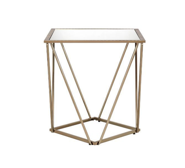 Fogya - End Table - Mirrored & Champagne Gold Finish - Tony's Home Furnishings