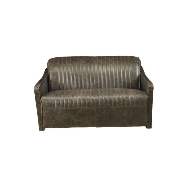 Winchester - Loveseat - Aluminum & Distress Espresso Top Grain Leather - Tony's Home Furnishings