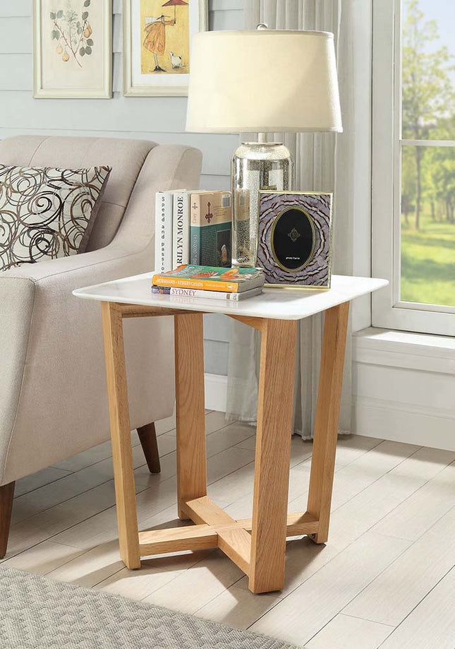 Tartan - Accent Table - Marble Top & Natural - Tony's Home Furnishings