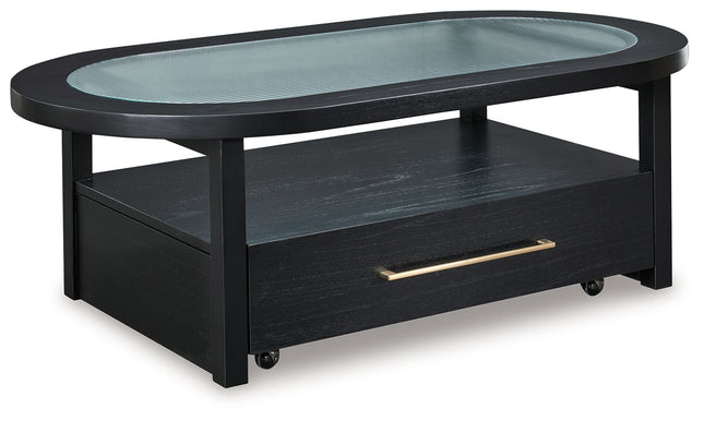 Winbardi - Black - Oval Cocktail Table - Tony's Home Furnishings