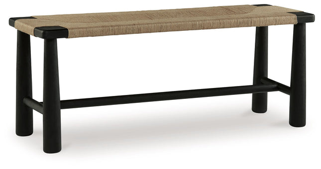 Acerman - Black / Natural - Accent Bench - Tony's Home Furnishings