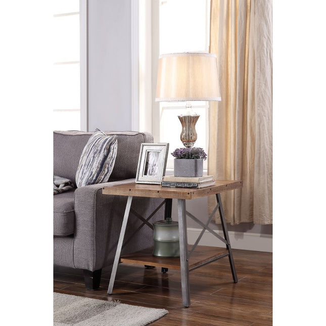 Ikram - Accent Table (Set of 2) - Weathered Oak & Sandy Black - Tony's Home Furnishings