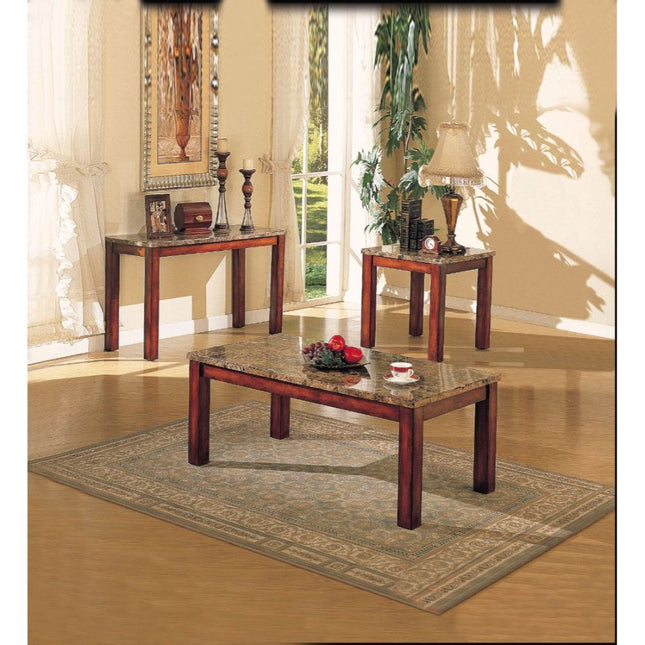 Bologna - End Table - Brown Marble & Brown Cherry - Tony's Home Furnishings