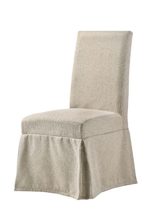 Faustine - Side Chair (Set of 2) - Tan Fabric & Salvaged Light Oak Finish - 40" - Tony's Home Furnishings