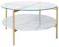 Thumbnail for Wynora - White / Gold - Round Cocktail Table Tony's Home Furnishings Furniture. Beds. Dressers. Sofas.