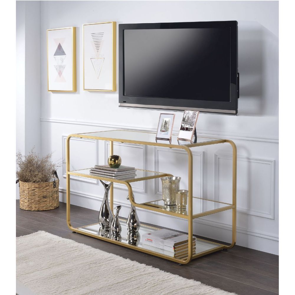 Astrid - TV Stand - Gold & Mirror - Tony's Home Furnishings