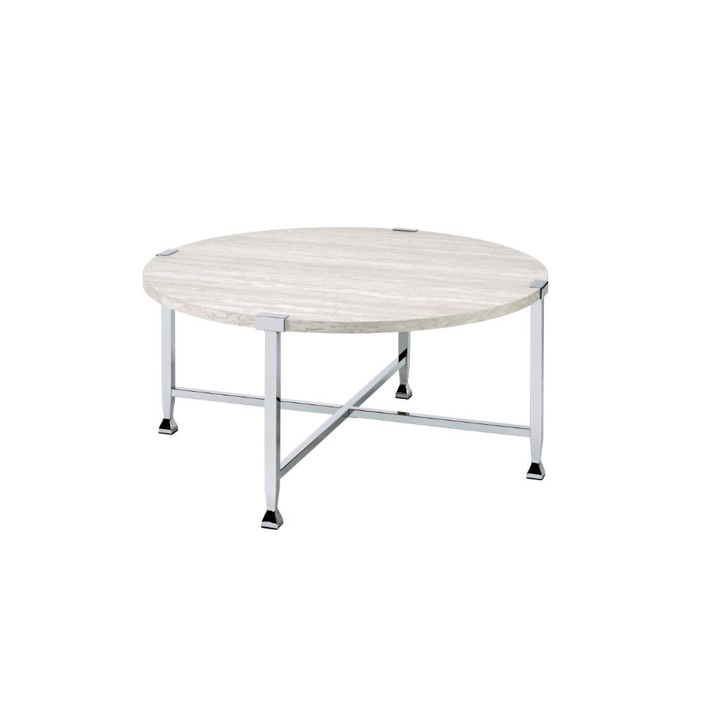 Brecon - Coffee Table - White Oak & Chrome - Tony's Home Furnishings
