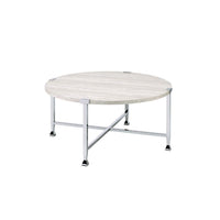 Brecon - Coffee Table - White Oak & Chrome - Tony's Home Furnishings