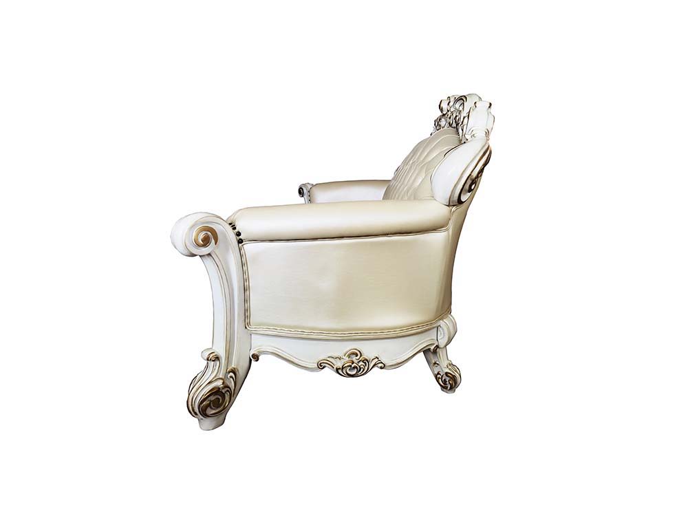Vendom - Sofa - Champagne PU & Antique Pearl Finsih - Tony's Home Furnishings