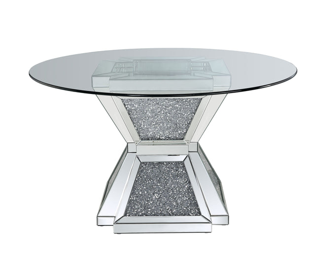 Noralie - Dining Table - Clear Glass, Mirrored & Faux Diamonds - 31" - Tony's Home Furnishings