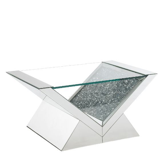 Noralie - Coffee Table - Clear Glass, Mirrored & Faux Diamonds - Tony's Home Furnishings