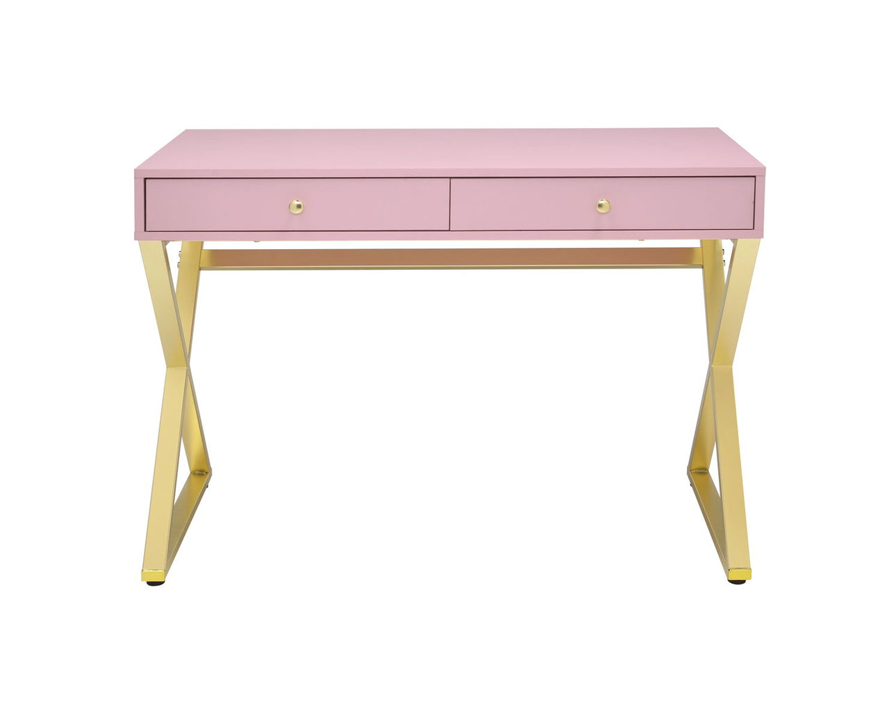 Coleen - Vanity Desk - Pink & Gold Finish - 31" - Tony's Home Furnishings