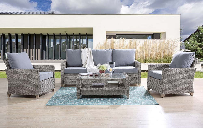 Greeley - Patio Set - Gray Fabric & Gray Finish - Tony's Home Furnishings