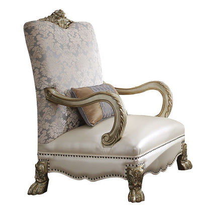Dresden II - Accent Chair - Pearl PU/Fabric & Gold Patina - Tony's Home Furnishings