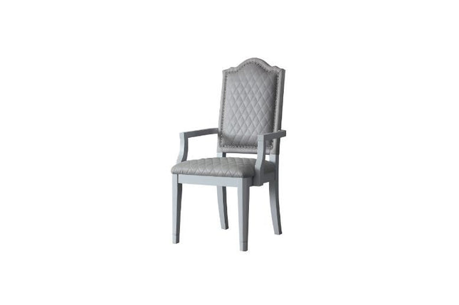 House - Marchese Chair (Set of 2) - Two Tone Gray Fabric & Pearl Gray Finish - Tony's Home Furnishings