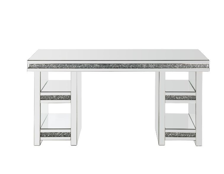 Noralie - Writing Desk - Clear Glass, Mirrored & Faux Diamonds - Tony's Home Furnishings