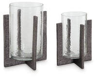 Thumbnail for Garekton - Clear / Pewter Finish - Candle Holder Set (Set of 2) Tony's Home Furnishings Furniture. Beds. Dressers. Sofas.