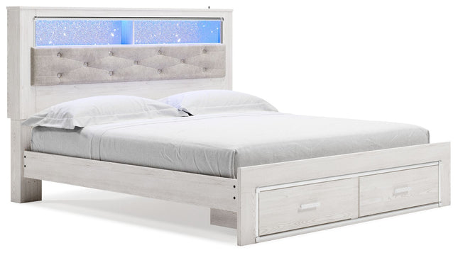 Altyra - White - King Upholstered Bookcase Bed With Storage Signature Design by Ashley® 