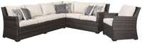 Thumbnail for Easy - Dark Brown / Beige - Sofa Sec/chair W/Cush (Set of 3) Tony's Home Furnishings Furniture. Beds. Dressers. Sofas.