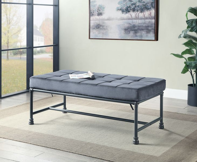 Brantley - Bench - Gray Velvet & Sandy Gray Finish - Tony's Home Furnishings