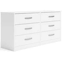 Thumbnail for Flannia - White - Six Drawer Dresser - 29'' Height Tony's Home Furnishings Furniture. Beds. Dressers. Sofas.