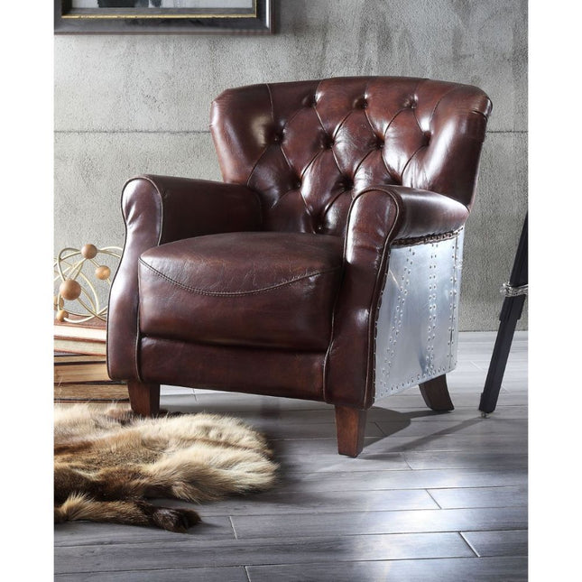 Brancaster - Accent Chair - Vintage Brown & Aluminum - Tony's Home Furnishings