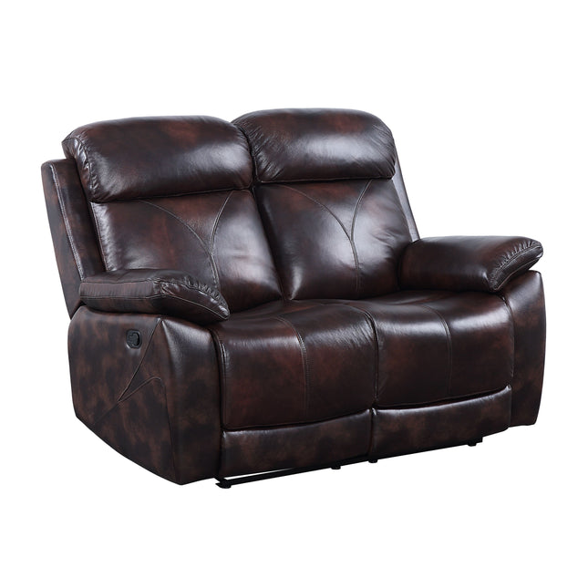 Perfiel - Loveseat - 2 Tone Dark Brown Top Grain Leather - Tony's Home Furnishings