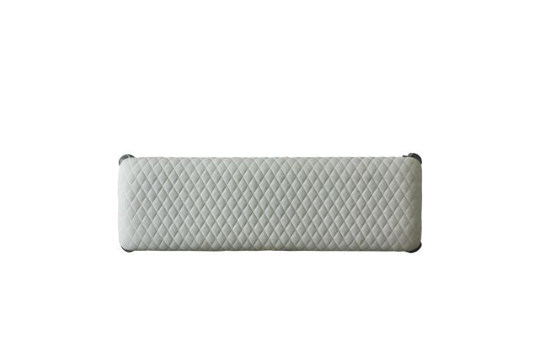 House - Delphine - Bench - Two Tone Ivory Fabric & Charcoal Finish - Tony's Home Furnishings