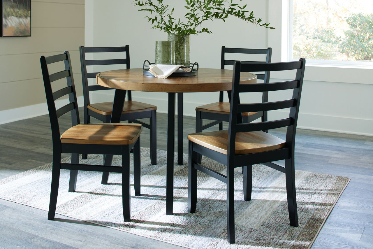 Blondon - Brown / Black - Dining Table And 4 Chairs (Set of 5) - Tony's Home Furnishings