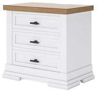 Thumbnail for Ashbryn - White / Natural - Three Drawer Night Stand - Tony's Home Furnishings