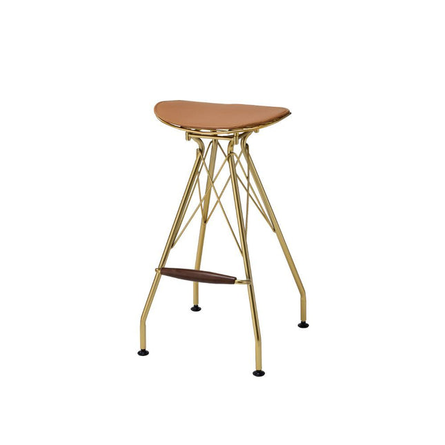 Dragea - Bar Stool (Set of 2) - Whiskey PU & Gold - Tony's Home Furnishings