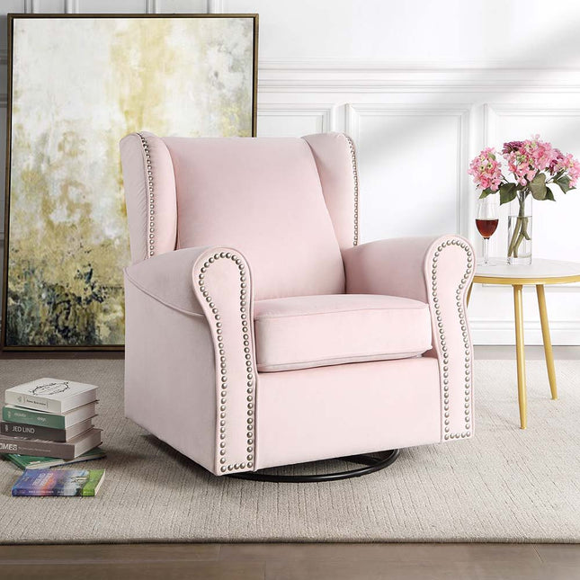 Tamaki - Swivel Chair - Pink Fabric - Tony's Home Furnishings