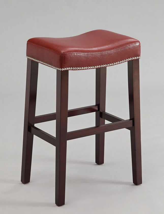 Lewis - Stool (Set of 2) - Red PU & Espresso - Tony's Home Furnishings