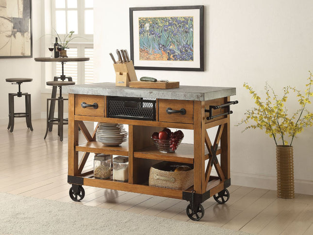 Kailey - Kitchen Cart - Antique Oak - Tony's Home Furnishings