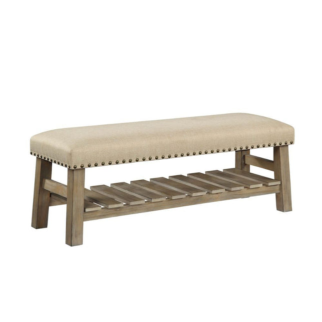 Bigot - Bench - Fabric & Antique White - Tony's Home Furnishings