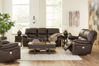 Thumbnail for Leesworth - Dark Brown - 3 Pc. - Power Reclining Sofa, Loveseat, Rocker Recliner - Tony's Home Furnishings