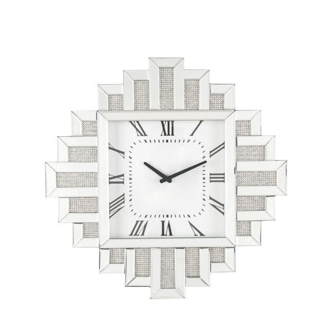 Lavina - Wall Clock - Mirrored & Faux Diamonds - 24" - Tony's Home Furnishings