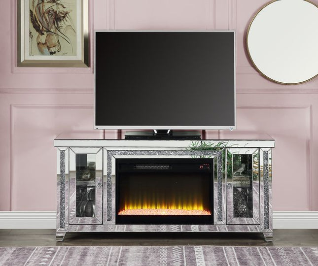 Noralie - TV Stand - Mirrored & Faux Diamonds - Wood - Tony's Home Furnishings