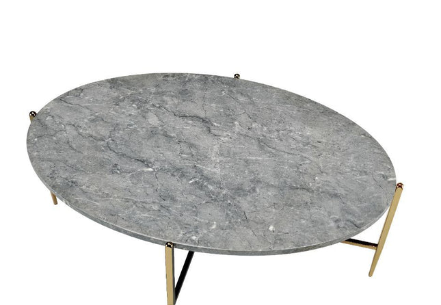 Tainte - Coffee Table - Faux Marble & Champagne Finish - Tony's Home Furnishings