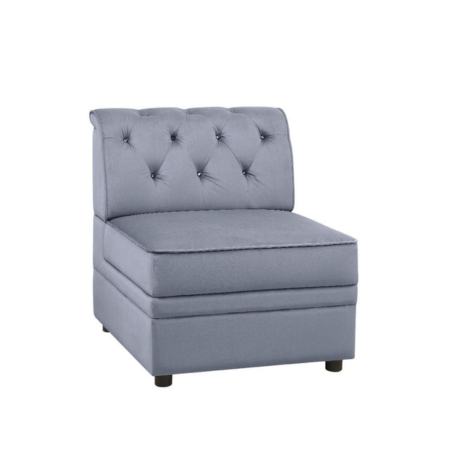 Bois II - Armless Chair - Gray Velvet - Tony's Home Furnishings