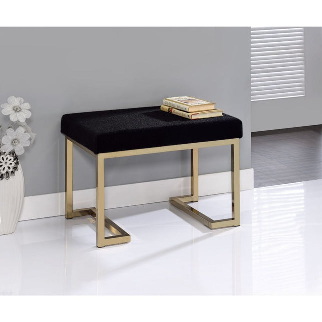 Boice - Ottoman - Black Fabric & Champagne - Tony's Home Furnishings