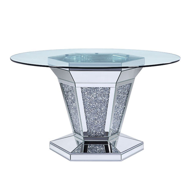 Noralie - Dining Table - Mirrored, Faux Diamonds & Clear Glass - Tony's Home Furnishings