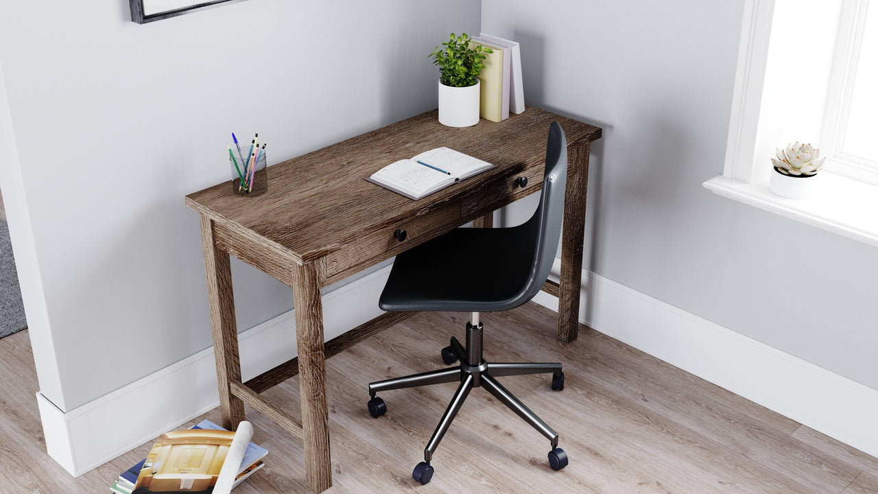 Arlenbry - Gray - 2 Pc. - Home Office Desk, Swivel Desk Chair Tony's Home Furnishings Furniture. Beds. Dressers. Sofas.