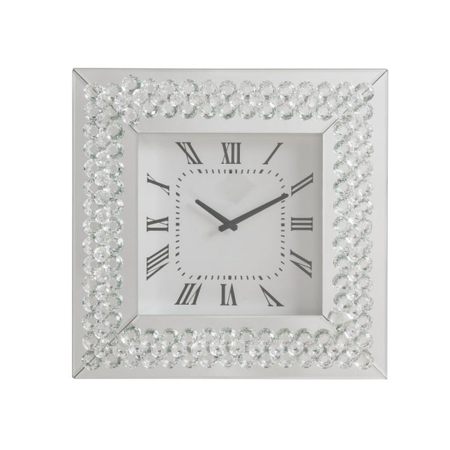 Lotus - Wall Clock - Mirrored & Faux Crystals - Tony's Home Furnishings