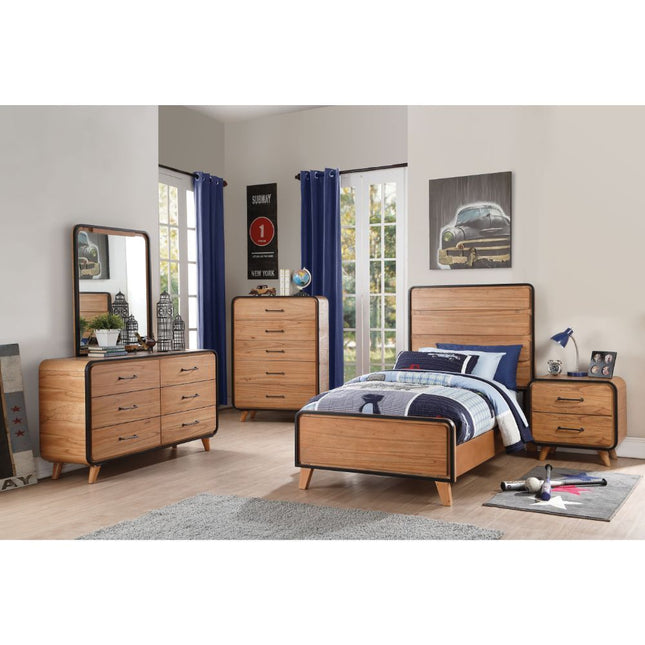 Carla - Nightstand - Oak & Black - Tony's Home Furnishings