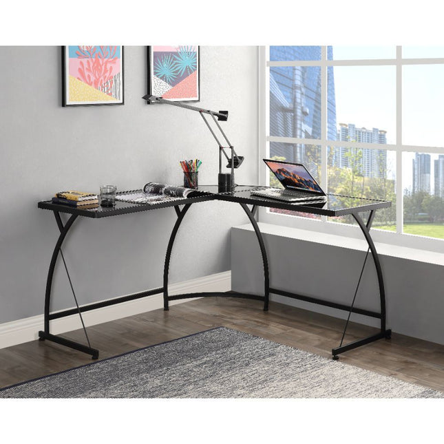 Janison - Desk - Black Glass & Black - Tony's Home Furnishings