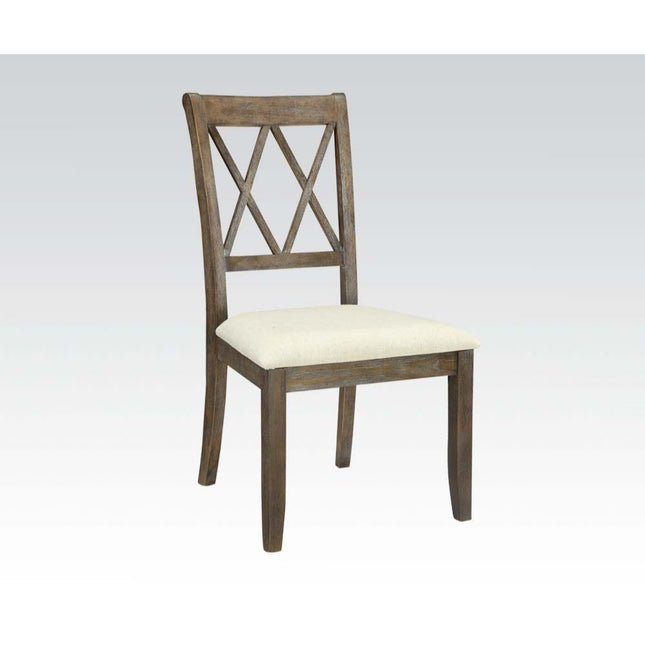 Claudia - Side Chair (Set of 2) - Beige Linen & Salvage Brown - Tony's Home Furnishings