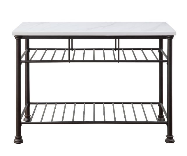 Freyja - Kitchen Island - White Cultured Marble & Gray Finish - Tony's Home Furnishings