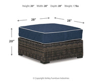 Thumbnail for Grasson - Brown / Blue - Ottoman With Cushion - Tony's Home Furnishings