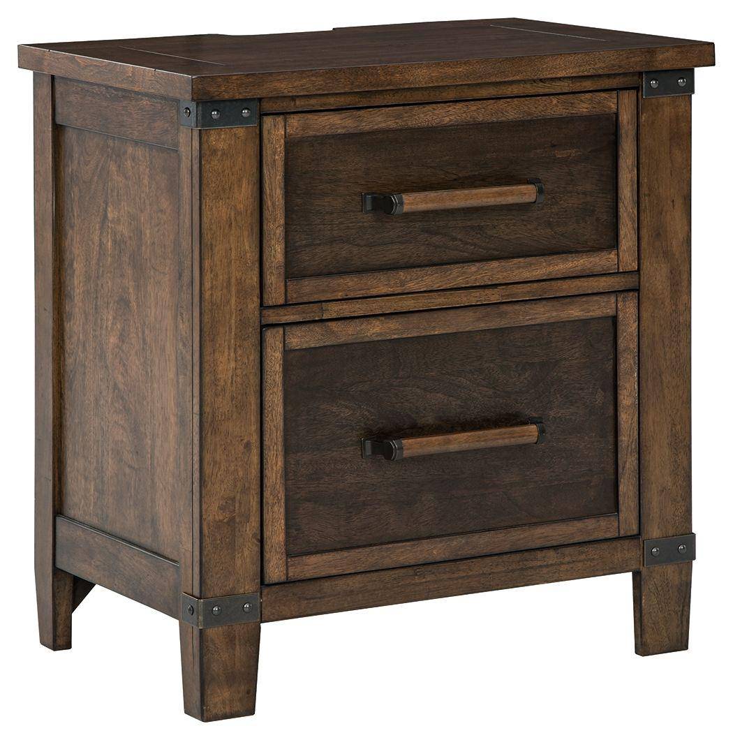 Wyattfield - Brown / Beige - Two Drawer Night Stand Tony's Home Furnishings Furniture. Beds. Dressers. Sofas.